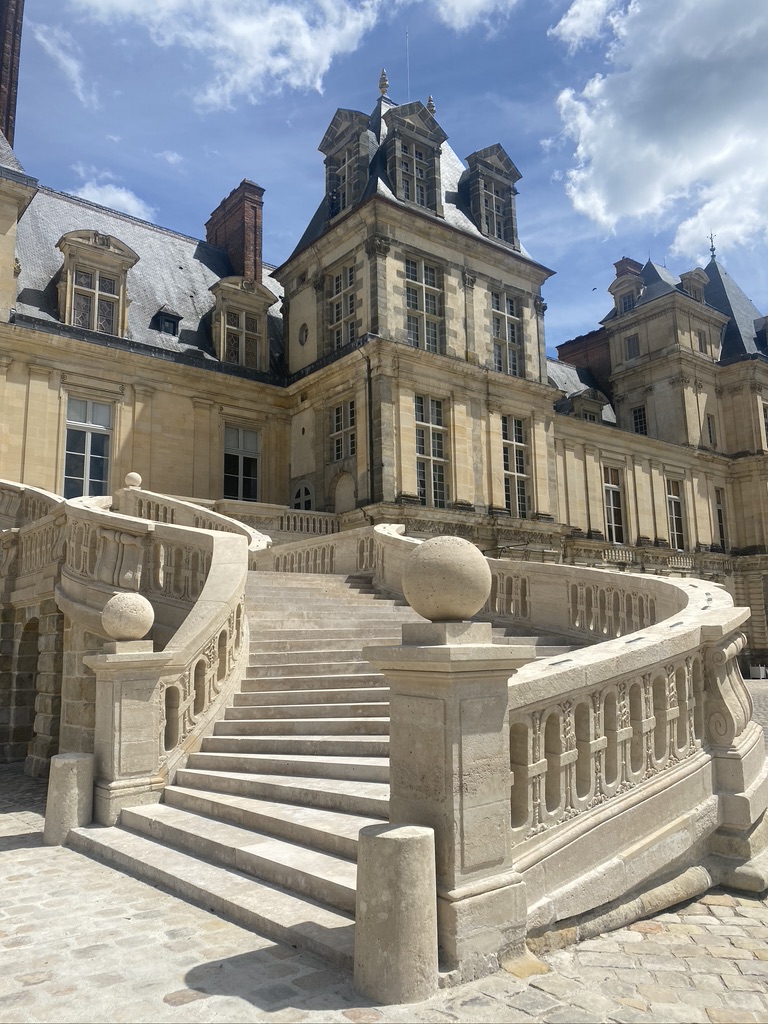 Close-up of the Chateau de Fontainebleau stairs